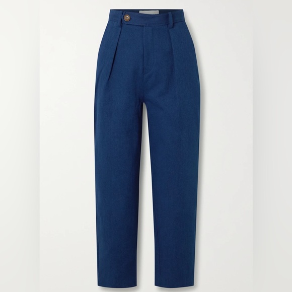 Pleated Denim Straight Leg Pants - Picture 1 of 6